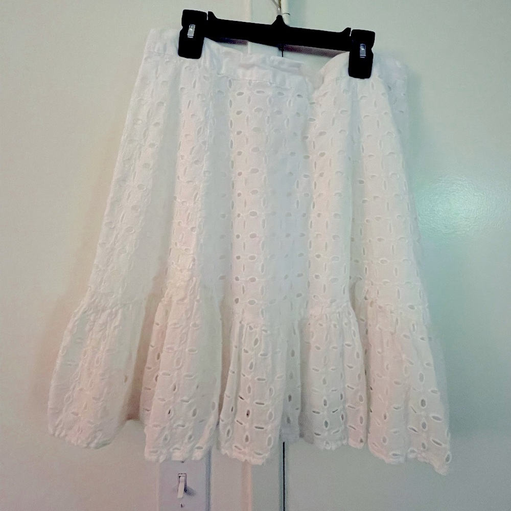 White Eyelet Ruffle Skirt